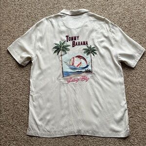 Tommy Bahama Baseball Swing Big Embroidered Swing MN Twins Silk Camp Shirt L